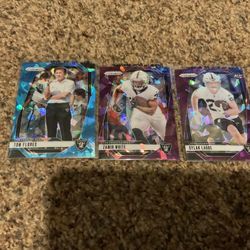 3 Oakland/Las Vegas Raiders 2024 Prizm SP Football Cards Aqua Ice #/99, 2 X Purple Ice #/225 With Tom Flores