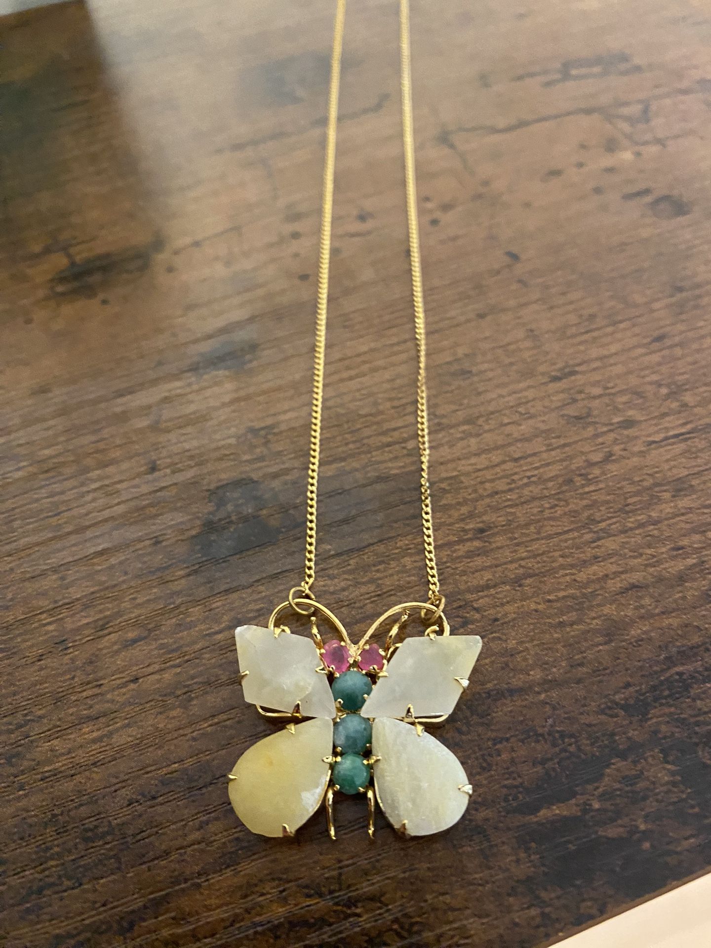 Antique Vintage Gold Crystal Butterfly Necklace