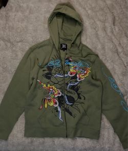 Ed Hardy Zip-Up Graphic Hoodie