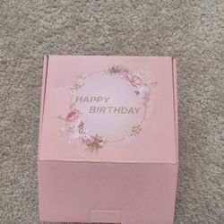 Pink Birthday Gift Set with Bath Bomb, Candle, Tumbler, Socks, Cards