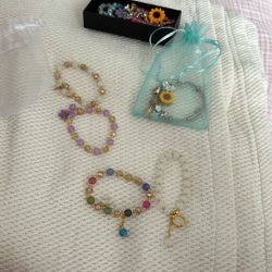 Bracelets and earrings/ pins