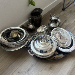 Vintage Silverware And Pots 