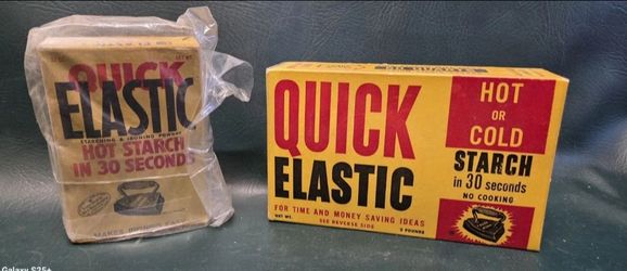 Vintage Quick Elastic Starch Boxes Unopened NOS Laundry Advertisement