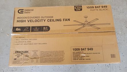 Commercial Electric ceiling fan 6ft High Velocity Ceiling Fan Matte Black