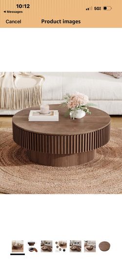 31.5'' Small Round Coffee Table with Storage, Fluted Coffee Table