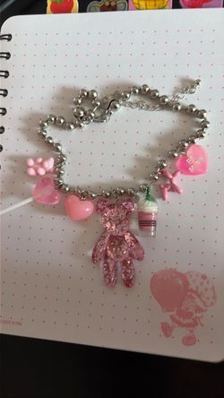 Pink bear necklace