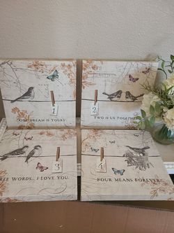 Four piece Bird  canvas panels