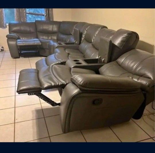 *Weekend Special!!!*---Stunning Madrid Gray Leather Reclining Sectional Sofa---Now $1599!!!---Delivery And Financing😉