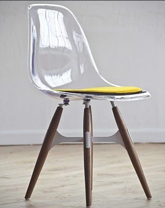 Dining Chair Acrylic Mid-Century Modern Clear Walnut