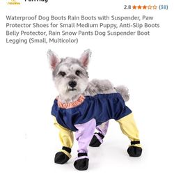 NEW WATERPROOF SMALL DOG SUSPENDERS WITH RAIN BOOTS
