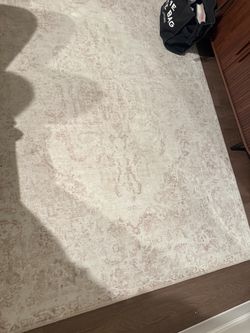 Cream Distressed Persian-Style Area Rug