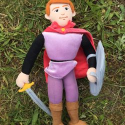 HTF Disney Store Sleeping Beauty Prince Phillip RARE 15" Plush Doll Sword Shield