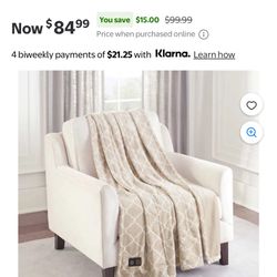LOW PRICE MOVING- $100 RETAIL BROOKSTONE HEATED THROW BLANKET