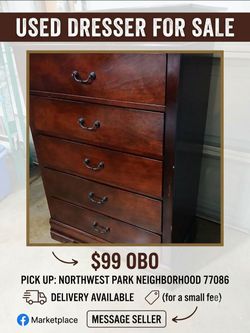 5-Drawer Wood Dresser Cherry Finish
