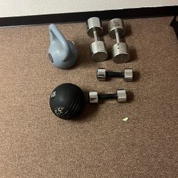Dumbbells, Kettle Bell, And Medicine Ball