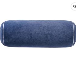 My Texas House 9" x 24" Ryan Blue Faux Rabbit Fur Bolster Decorative Pillow