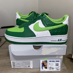 Size 9 - Nike Air Force 1 '07  St Patricks Day Green / White