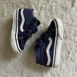 Vans Baby Shoes Navy Sneakers Size 4 Easy On Hook Loop Suede Old Skool Classics 