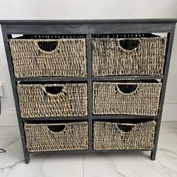 6 Drawer Rattan Side Table