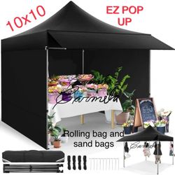 10x10 Pop Up Canopy Heavy Duty Party Tent with Removable Awning and Sidewalls,Easy Up Outdoor Wedding Commercial Canopy,Gazebo All Season Windproof&Wa
