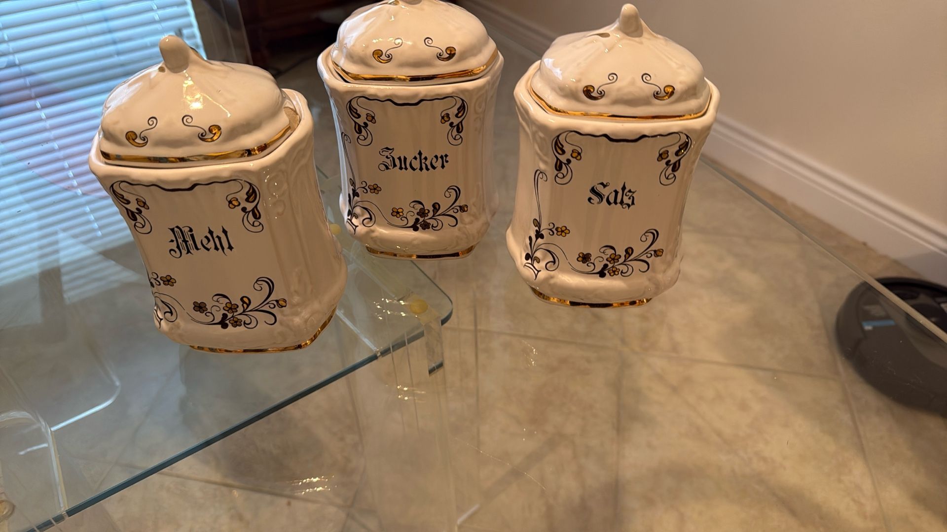 Vintage Sugar ,Flower , Salt Container.. Decor