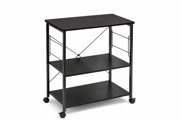 3 Tier Rolling Kitchen Microwave Cart Coffee Bar Storage Shelf with Hooks Black