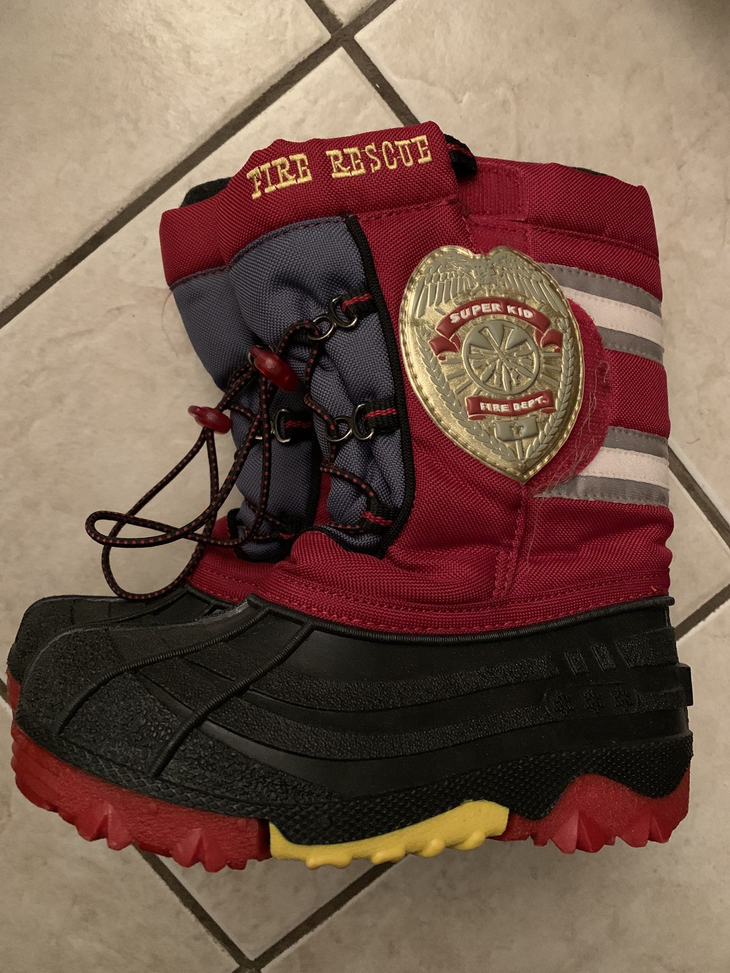Outbrook Boys Fire Rescue Duck Rain Boots Size 12
