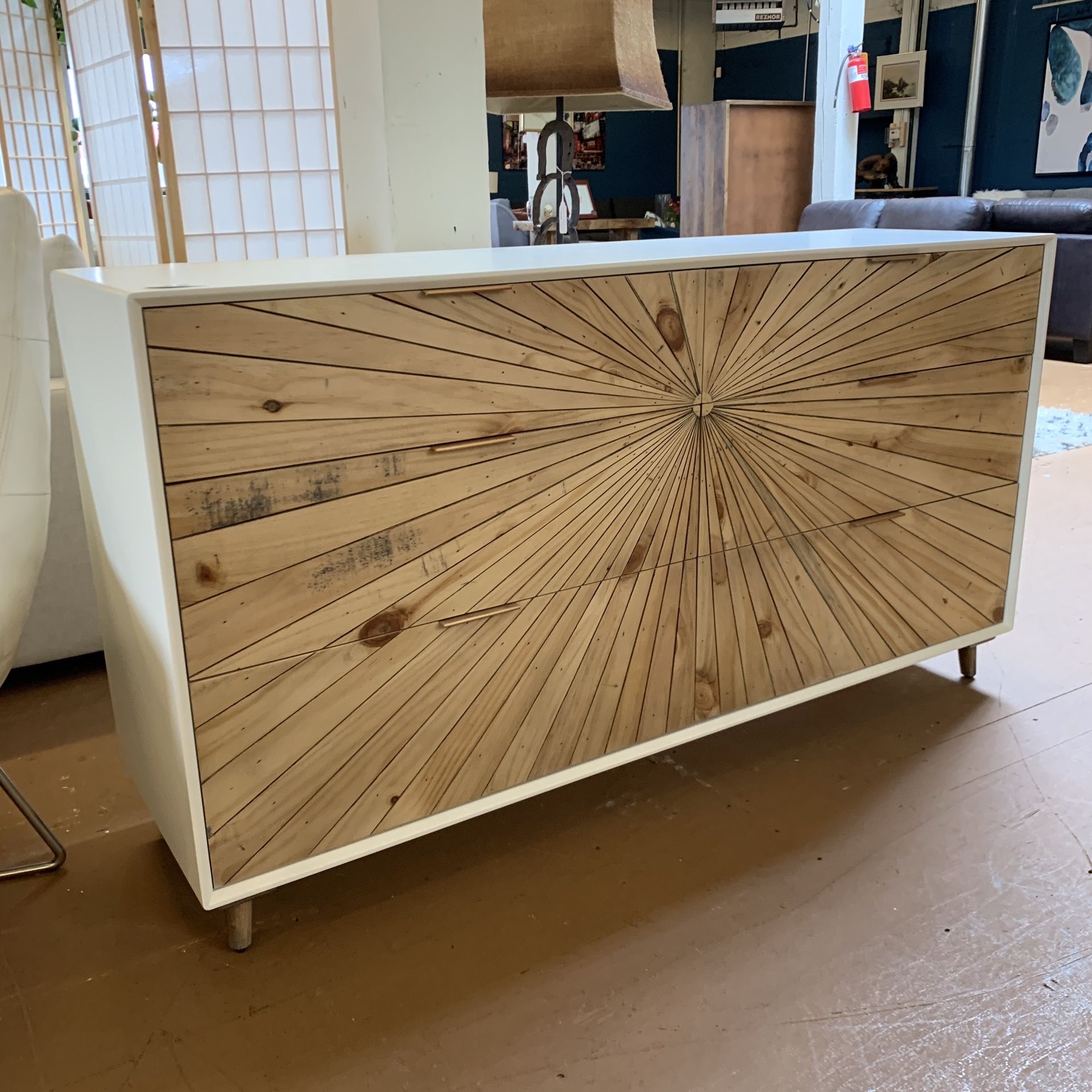 White Pattern Front Dresser 