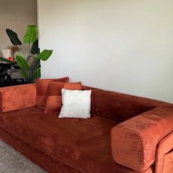 Burnt Orange Corduroy Modular Sofa Bed