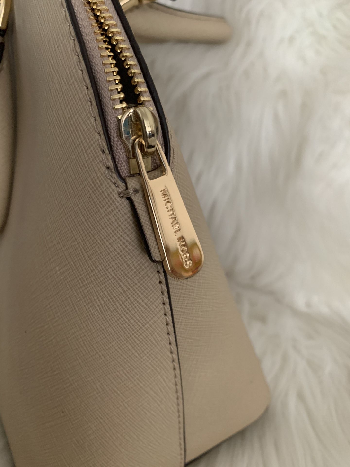 Michael Kors Emmy Med Cindy Crossbody Bag in Tan Saffiano Leather