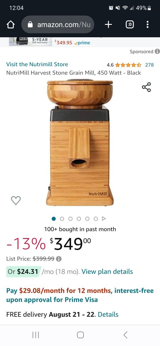 Grain Mill/Wheat Grinder with Bamboo Cutting Board and Vacuum Canister