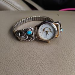 Vintage Native American Navajo Silver Turquoise Women's Watch 