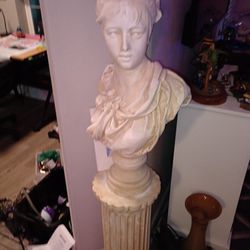 French Signed Statue With Stand 