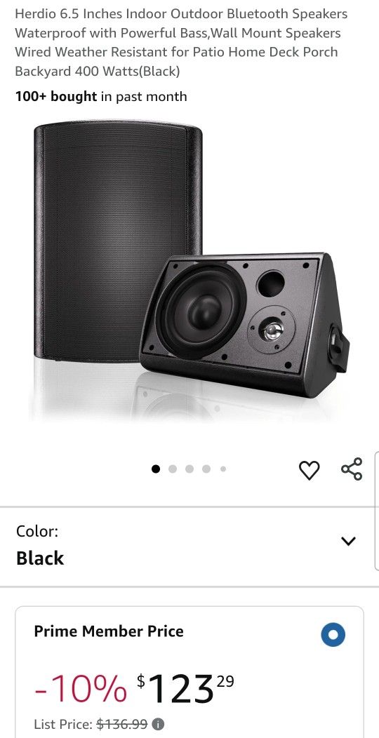 Herdio 6.5 Inches Indoor Outdoor Bluetooth Speakers Waterproof with Powerful Bass