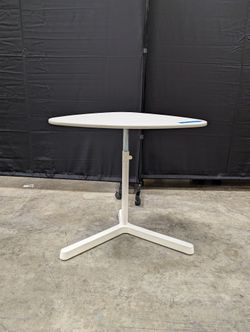 Modern White Oval Top Standing Table with Adjustable Height