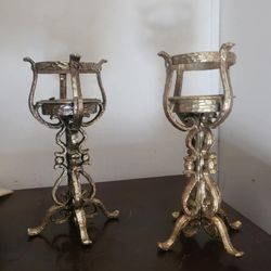 10" Cast Iron Candle Holders Set 