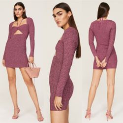 Jonathan Simkhai Danika long sleeve halter knit cutout mini dress size S small