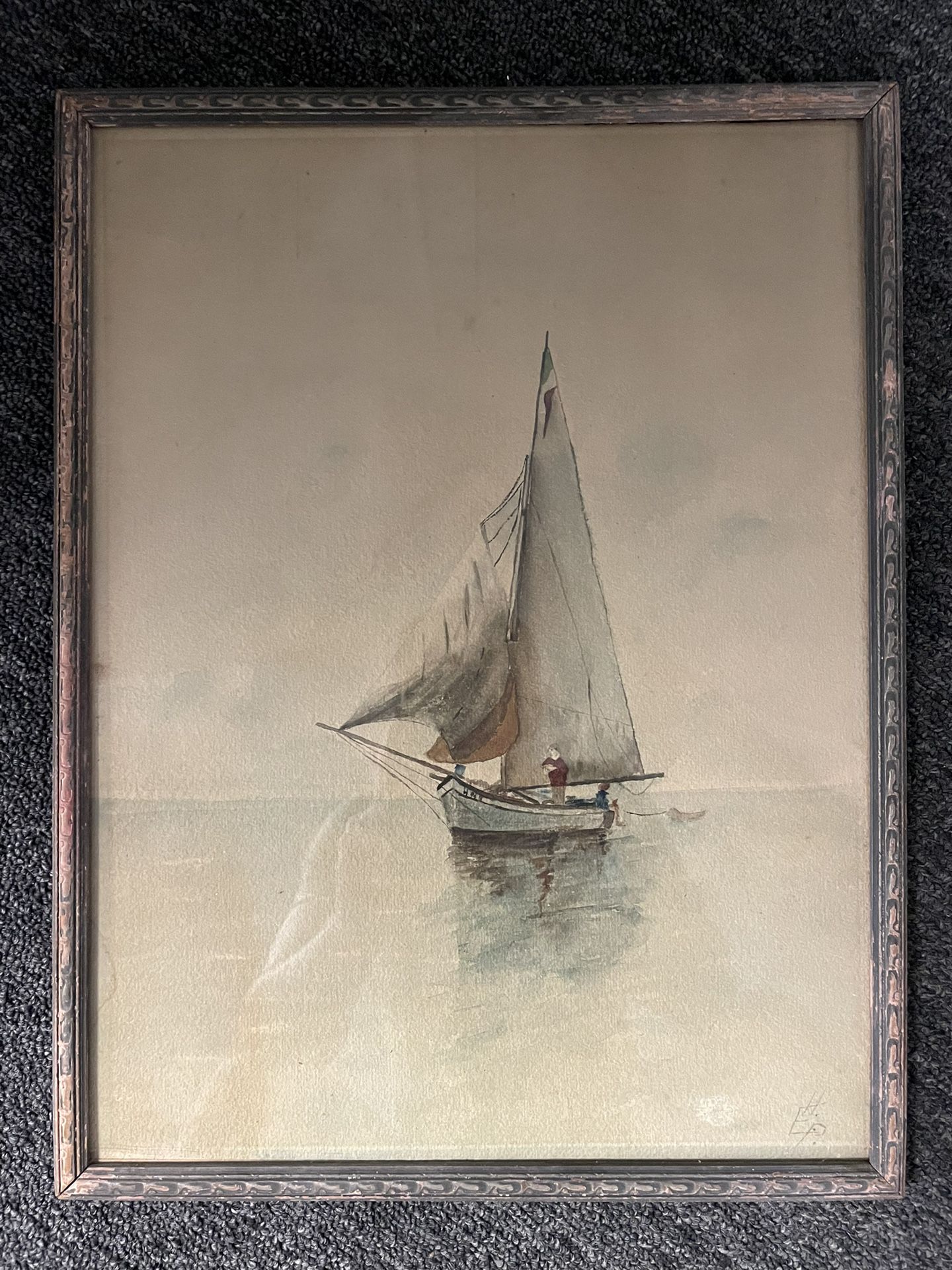 Antique European Watercolor Painting Signed