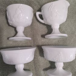 Four Piece Milk Glass Dishes