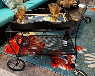 Like New Vintage Wrought Iron Bar/Tea Cart