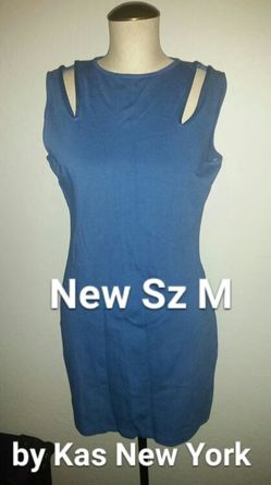 New Sz M Womens blue cutout summer dress by KAS New York nwt Macy's