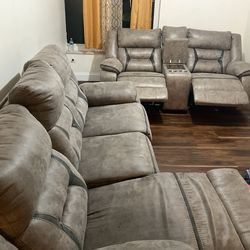Like NEW - Grey Love Seat And Sofa