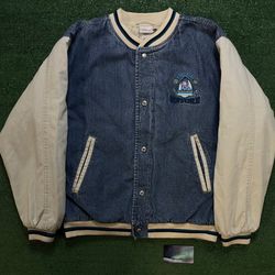 Vintage 1990s Eeyore Disney varsity denim jacket