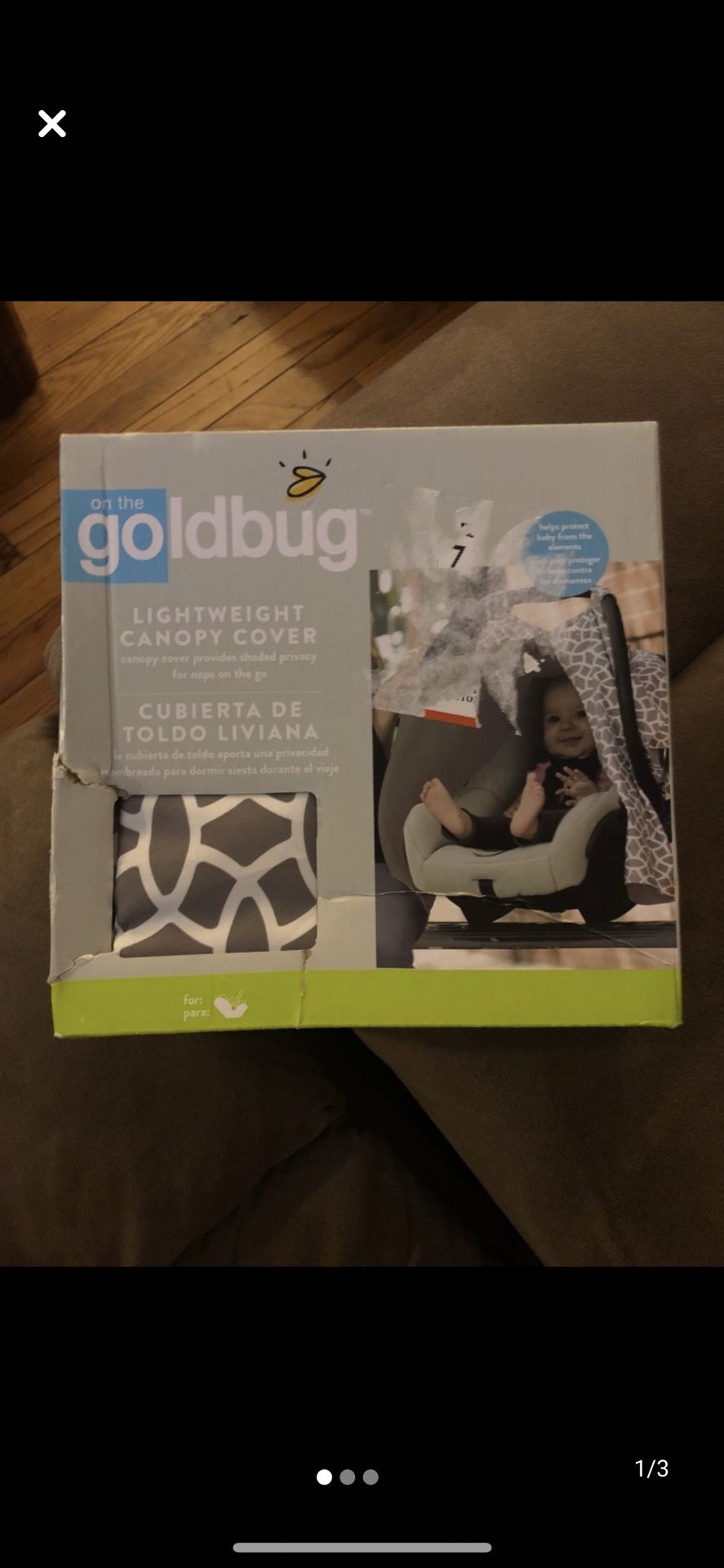 On the Goldbug Infant Car Seat Canopy Cover, Grey