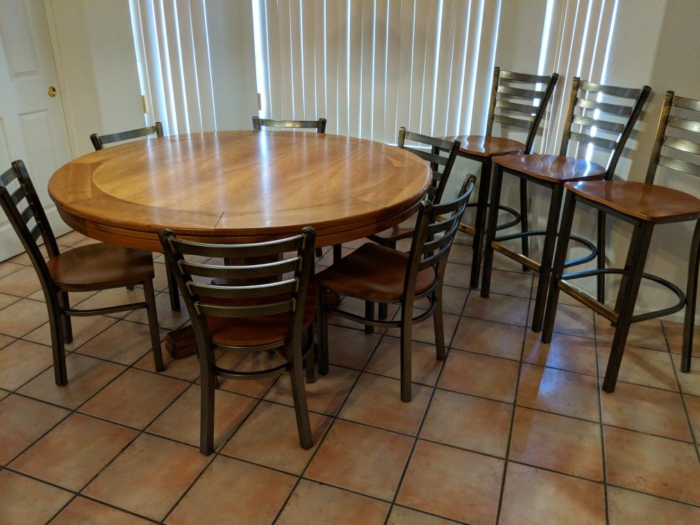 Huge 59½" Diameter Kitchen Dining Table and Chairs