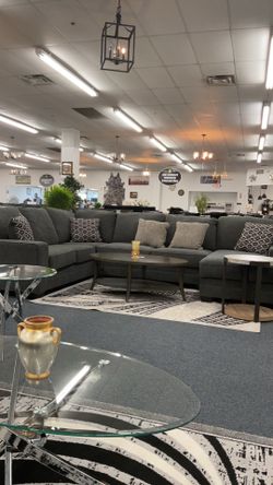 Ashley sectional gray with raf chaise and deep seating