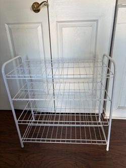 3-Tier White Wire Shoe Rack