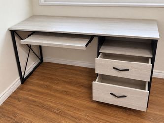 Office Desk with Drawers, 55 inch Industrial Computer Desk with Storage, Wood Teacher Desk with Keyboard Tray