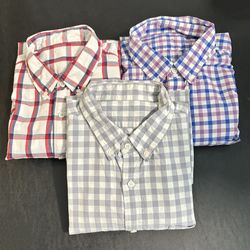 3 J Crew Men’s Button Down Shorts Long Sleeve Cotton Checkered Size XL 44-46