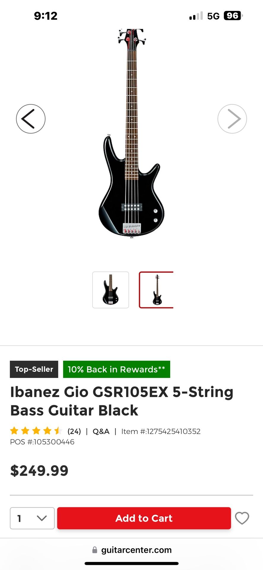 Ibanez 5-String Bass Guitar Black